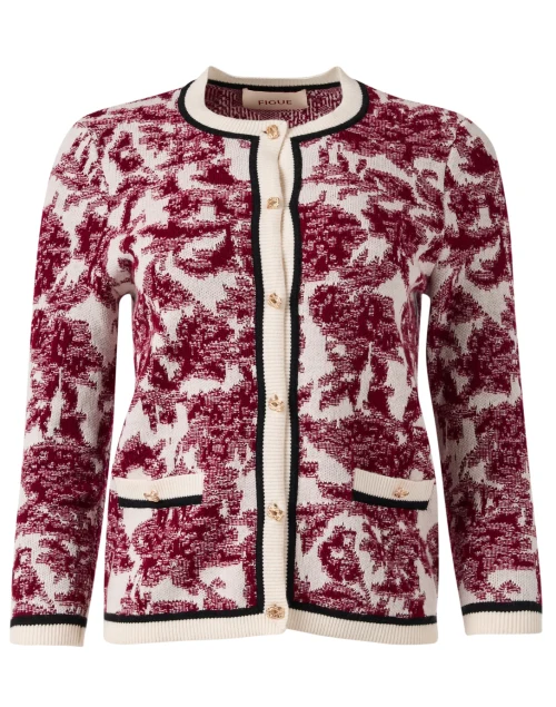 Jessica Burgundy Print Cardigan
