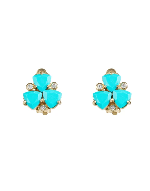 Turquoise Cluster Stud Clip Earrings