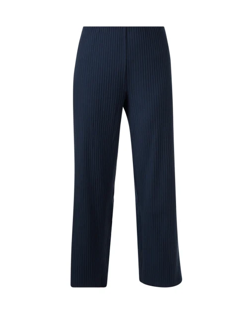 Deep Blue Ribbed Wide Leg Pant