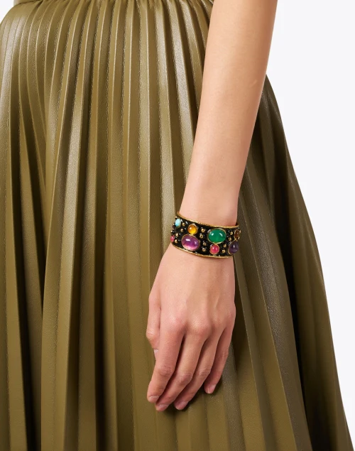 Black Multi Stone Cuff Bracelet