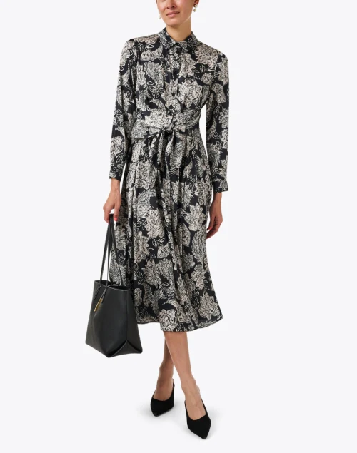 Essie Black and White Floral Shirt Dress