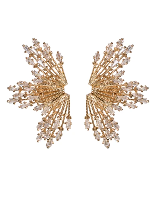Crystal and Gold Clip Stud Earrings