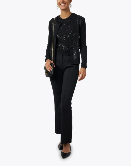Black Sequin Wool Silk Cardigan