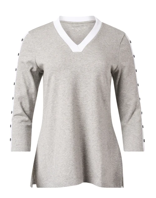 Grey and White Cotton Top