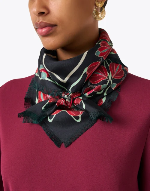 Black and Green Reversible Silk Scarf