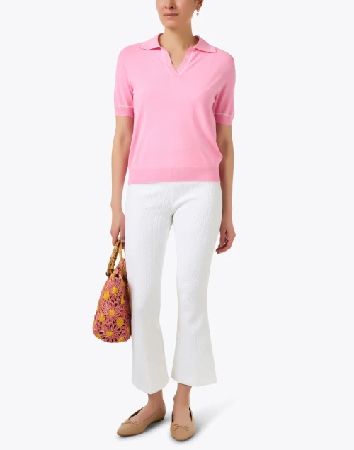 Ella White Textured Ankle Flare Pant
