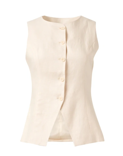 Chloe Beige Linen Vest Top