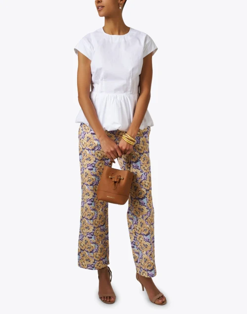 White Cotton Poplin Peplum Top