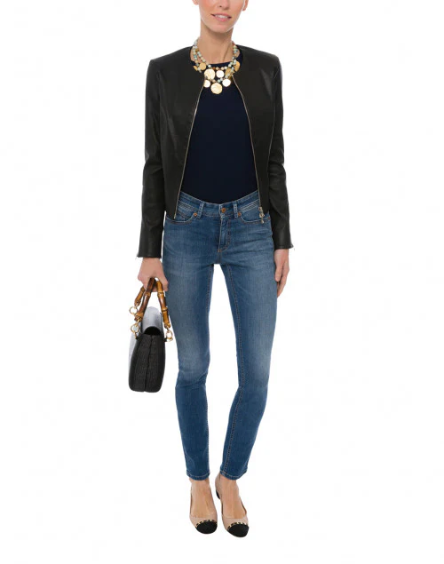 Black Stretch Leather Jacket