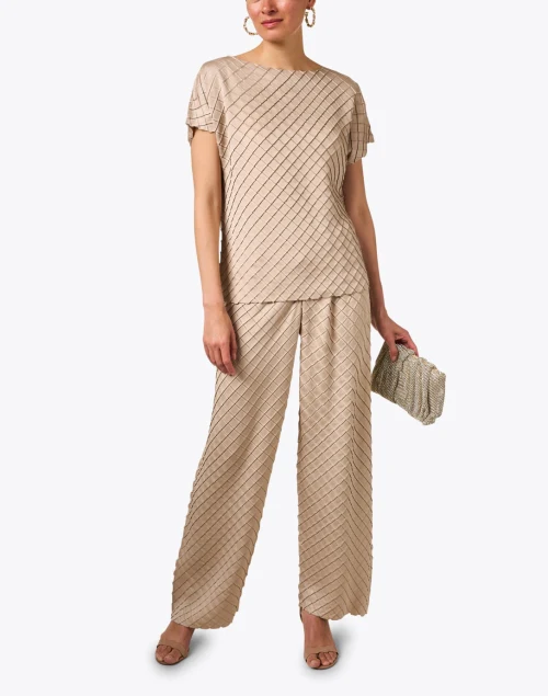 Beige Diamond Plisse Pant