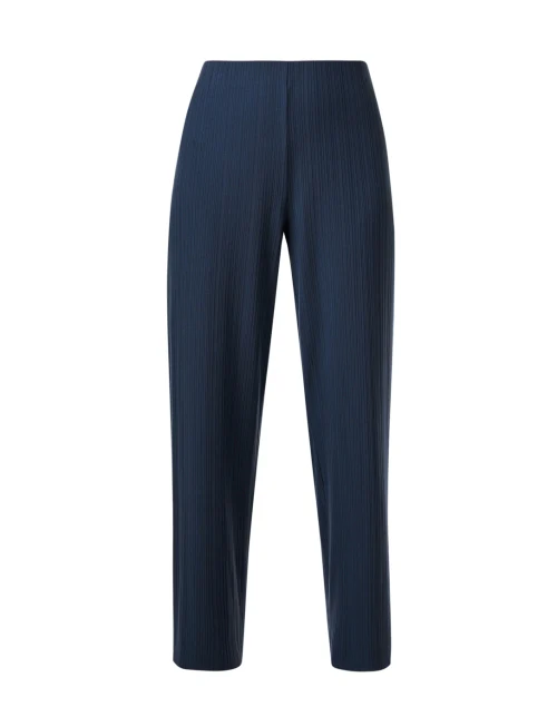 Blue Ribbed Wide Leg Ankle Pant