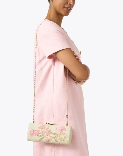 Alessandra Pink Floral Embroidered Clutch