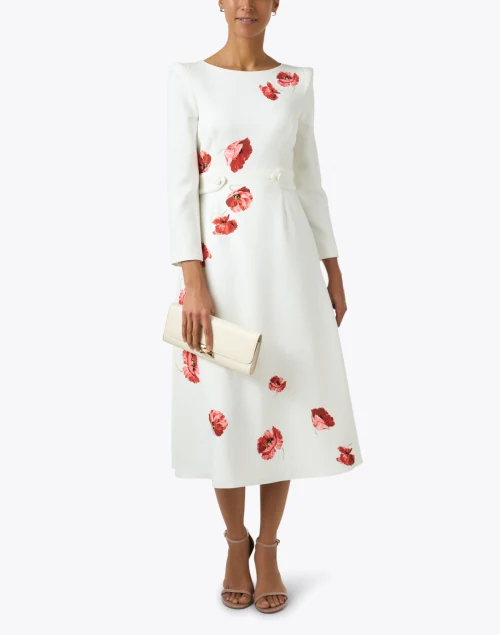Virte White Poppy Print Dress