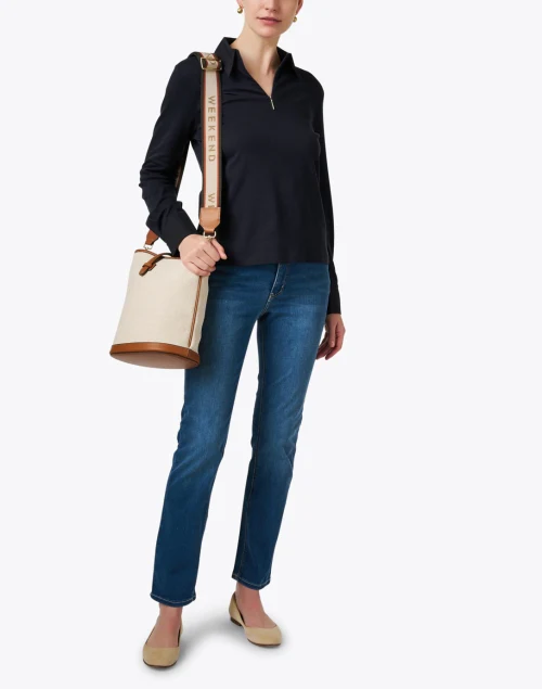 Navy Polo Top