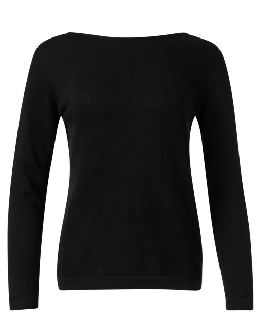 Black Pima Cotton Boatneck Sweater