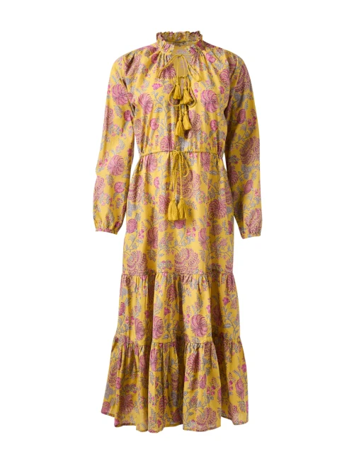Astrid Yellow Floral Print Cotton Dress
