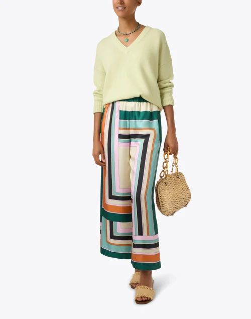 Ottavo Multi Geometric Print Silk Trouser