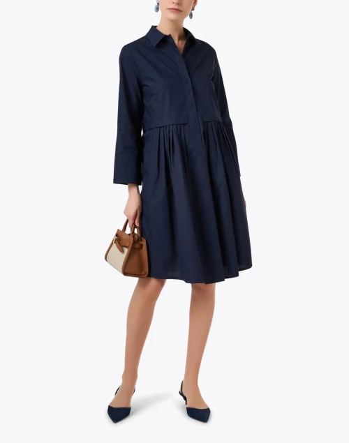 Navy Cotton Shirt Dress