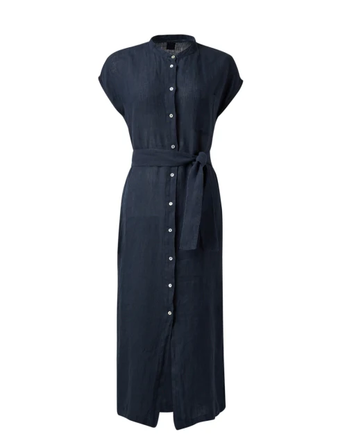 Navy Linen Shirt Dress