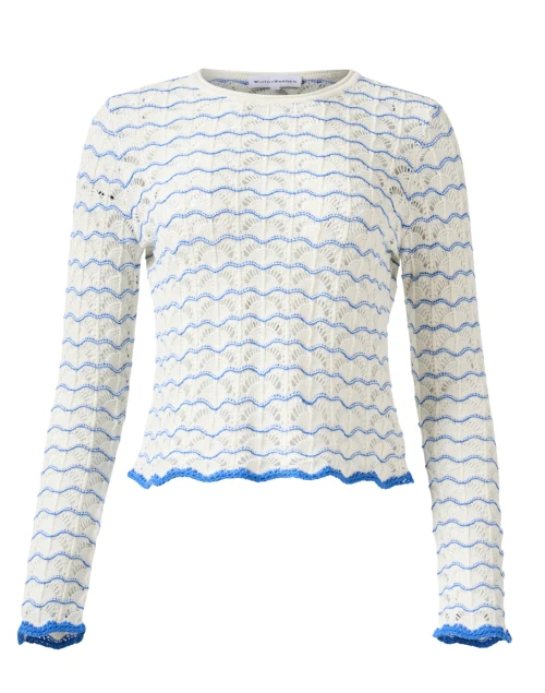 White and Blue Knit Sweater