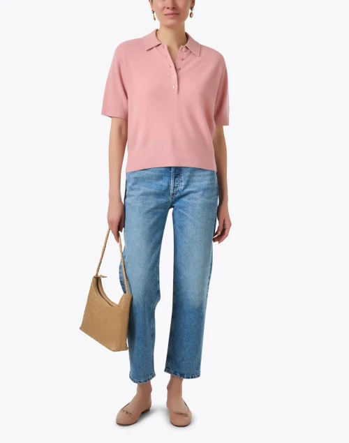 Pink Cashmere Polo Sweater