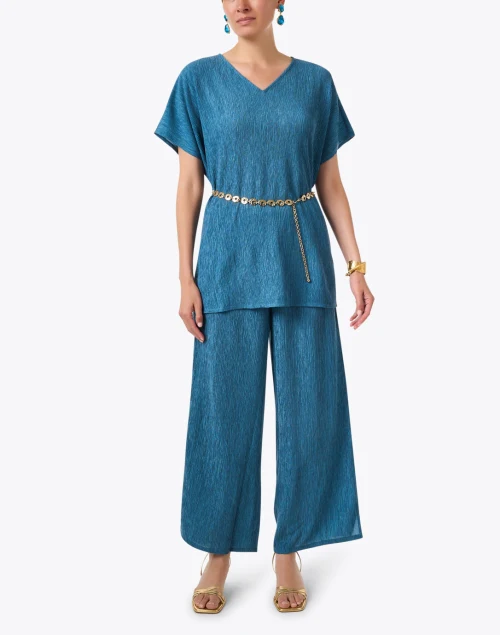 Cascade Blue Plisse Top