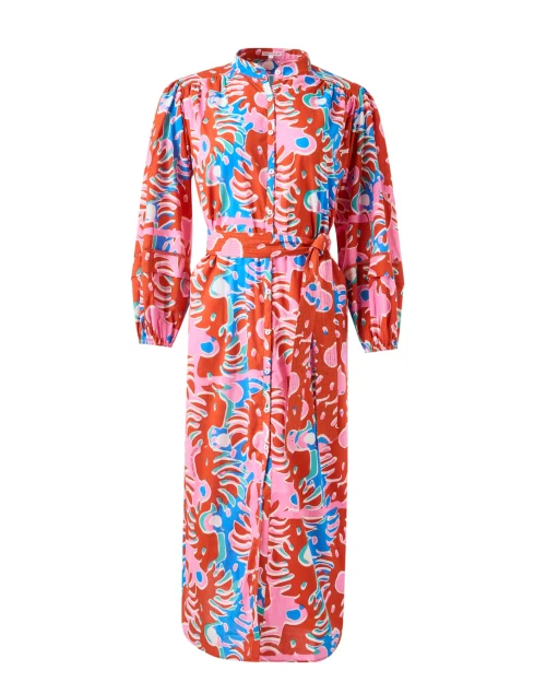 Cathy Red Multi Print Cotton Dress
