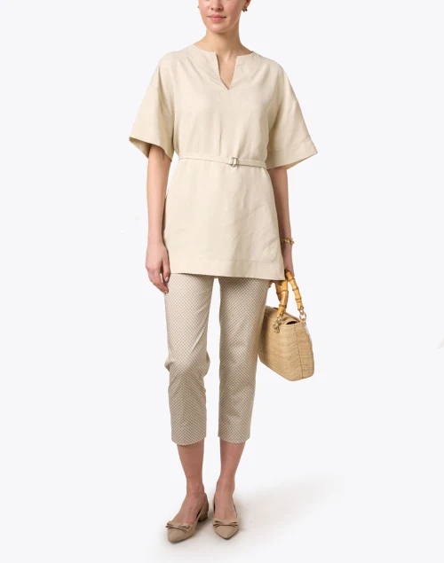 Beige Belted Tunic Top
