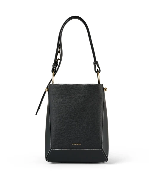 Lana Midi Black Leather Bucket Bag