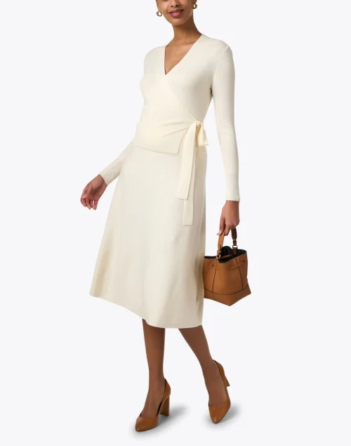 Cream Wool Wrap Cardigan