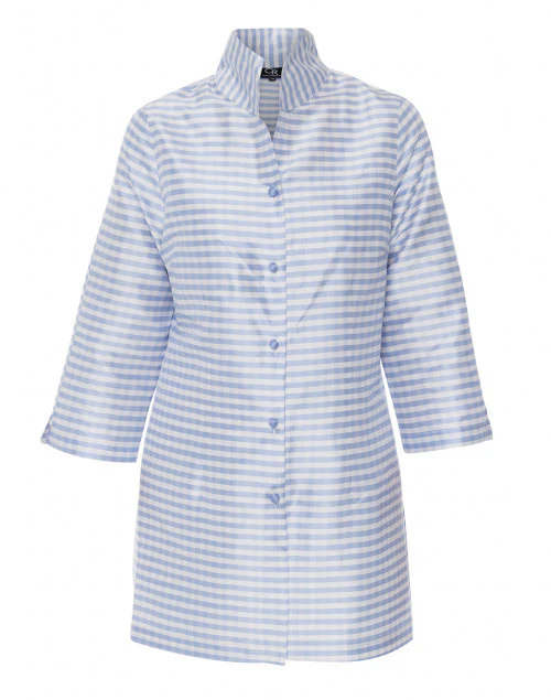 Rita Lavender and White Gingham Silk Top