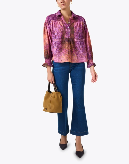 Ibiza Magenta Print Cotton Blouse