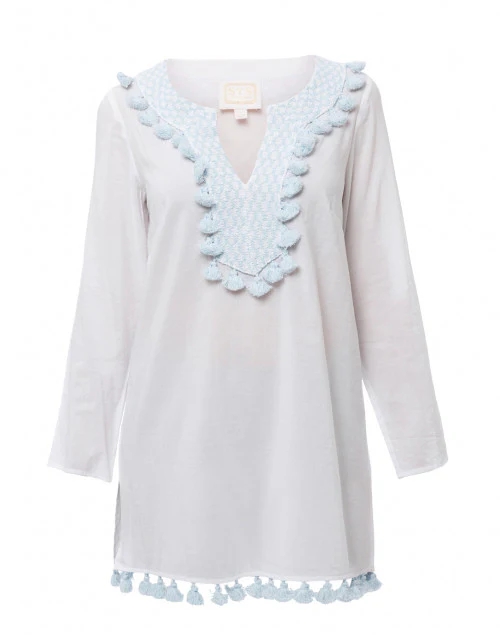 White Embroidered Cotton Tunic Top