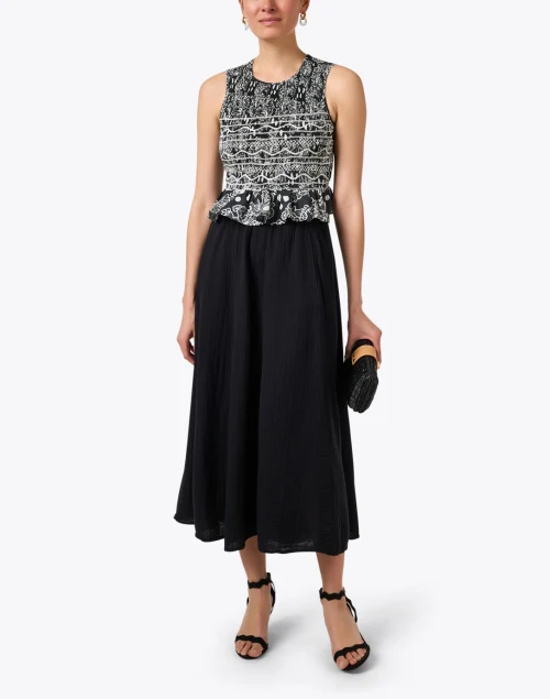 Deon Black Cotton Gauze Skirt