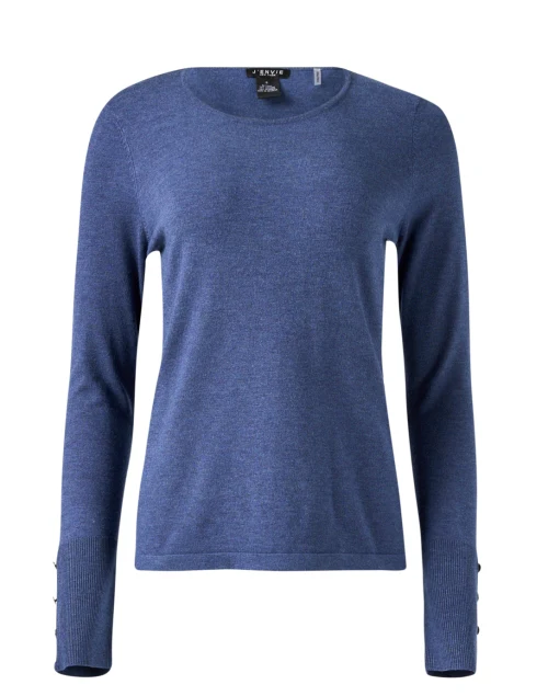 Indigo Knit Button Cuff Top