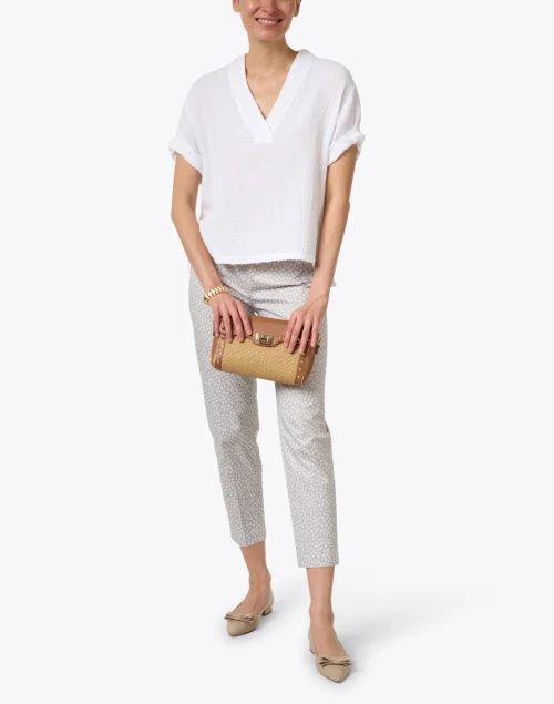 Avery White Cotton V-Neck Top