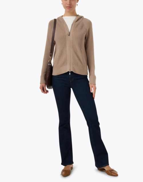 Tan Cotton Zip Hoodie Jacket