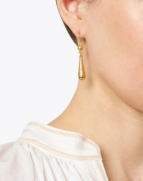 Hammered Gold Drop Earrings