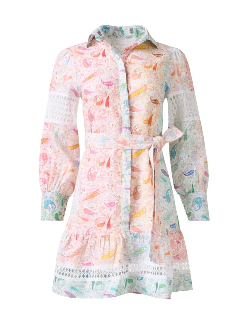 Leo Multi Paisley Print Linen Shirt Dress