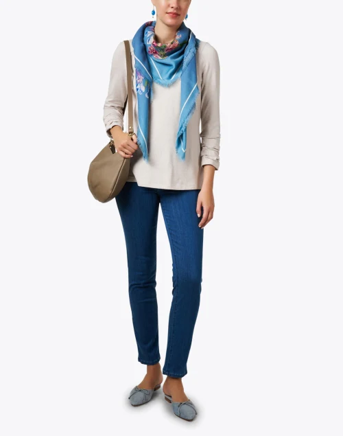 Ivory Pima Cotton Ruched Sleeve Tee