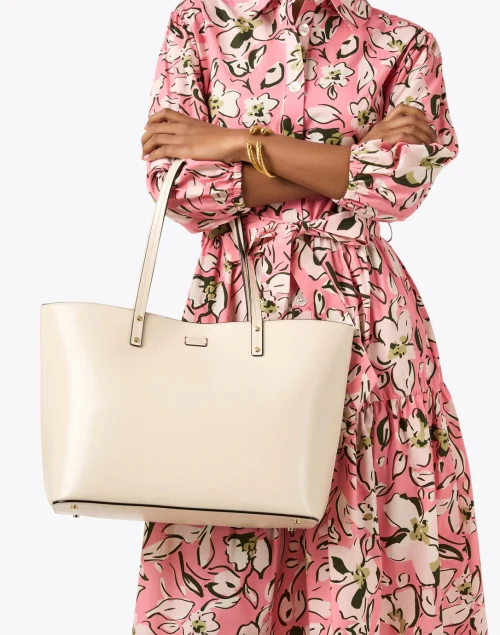 Trixie Ivory Leather Tote Bag