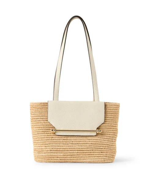 The Small Strathberry Cream Leather and Raffia Basket Bag