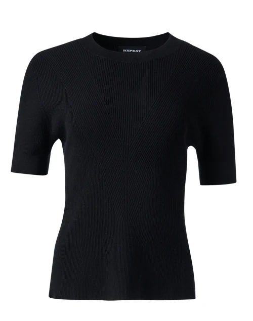 Black Ribbed Knit Top