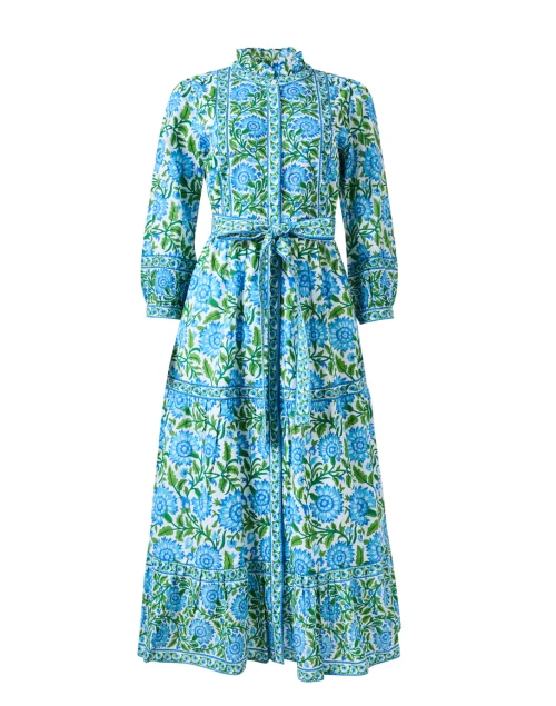 Kelia Blue and Green Floral Print Dress