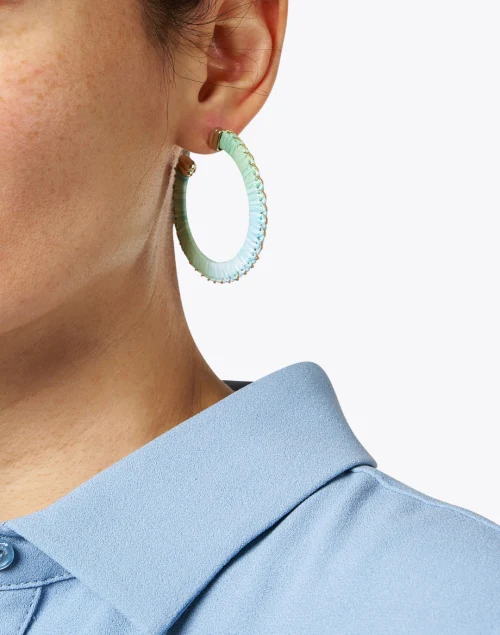 Belo Blue Raffia Hoop Earrings