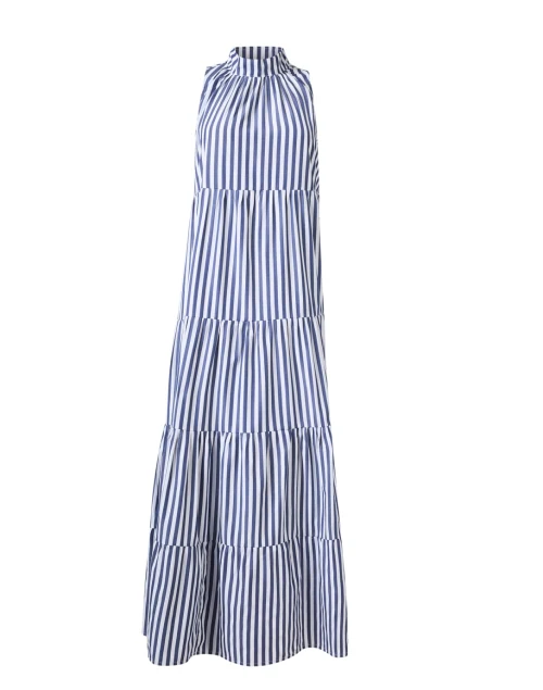 Rosalina Navy and White Striped Cotton Dress