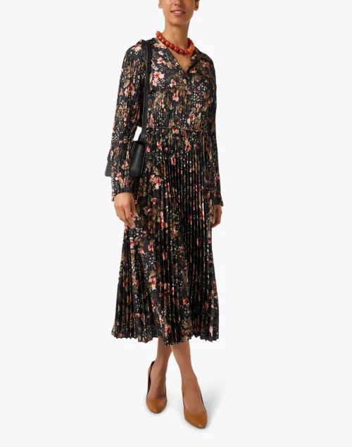 Multi Print Pleated Shirt Dress