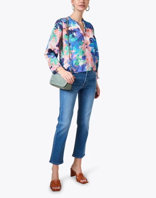 Valetta Pink and Blue Print Blouse