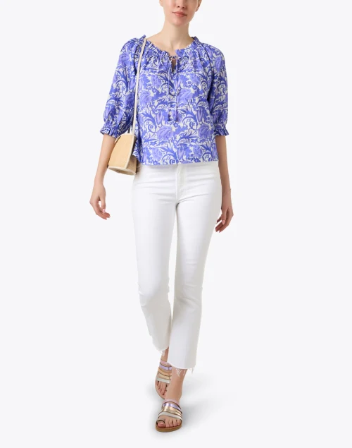 Havana Blue Print Cotton Top