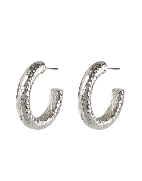 Silver Hammered Hoop Earrings